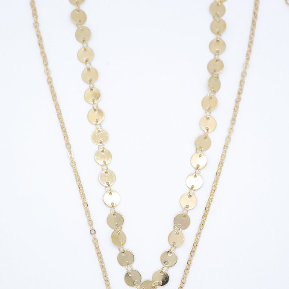Double Layered Gold Coin Necklace - Picture 3 of 6